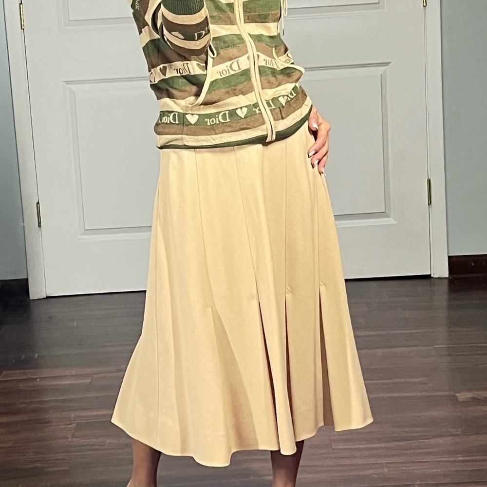 Courreges Vintage Wool pleated midi skirt size 0 - Picture 3 of 15